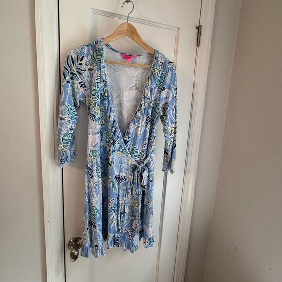 Lilly Pulitzer Blue Romper - looks like a dress, but hidden shorts! - Picture 3 of 5